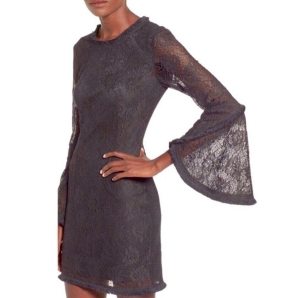 WHYTE EYELASH Bell Sleeve Lace Dress Black Small Whimsigoth Fairy Dark